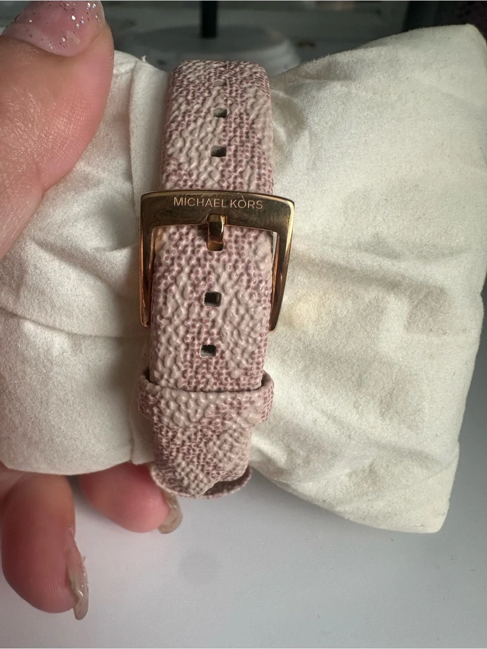 Michael Kors Rose Gold Dial Blush Fabric Strap Watch